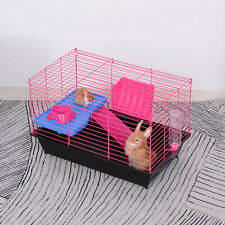 PawHut Small Animal Cage Rabbit Guinea Pig Hutch Pet Play House w/ Ramp Platform